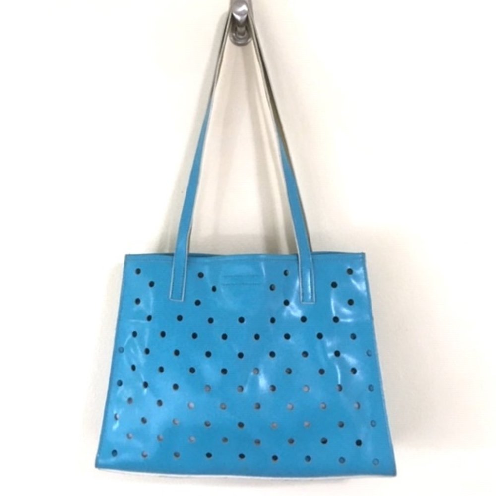 Mondani Perforated Teal Faux Leather Tote Bag
